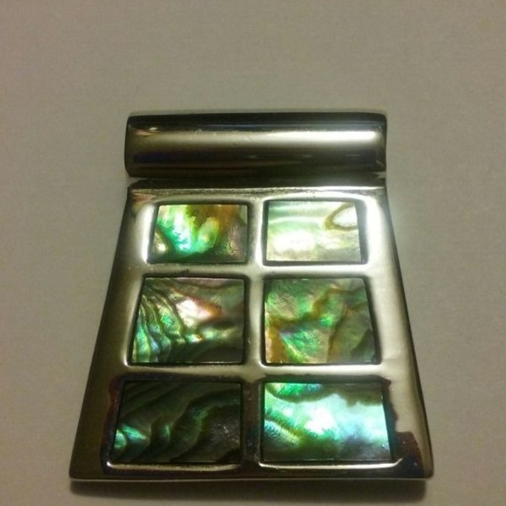 Lia Sophia Jersey Moon Abalone Silver Pendant
